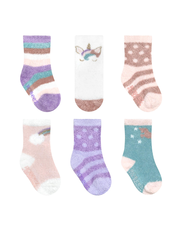 Cozy Unicorn Star 6-Pack Infant Crew Socks