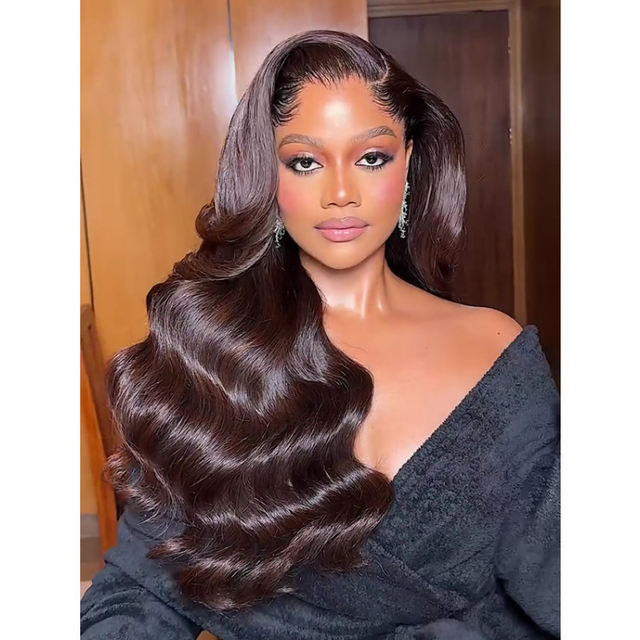 Lagos Hairline Dark Brown Color Body Wave 13x6 HD Lace Front Wig