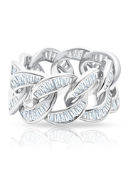 Ice'd Bold Chain Ring Finished in Pure Platinum | Sale