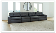 Modern Heritage Brindley Pier Fog Leather Modular Sectional Sofa