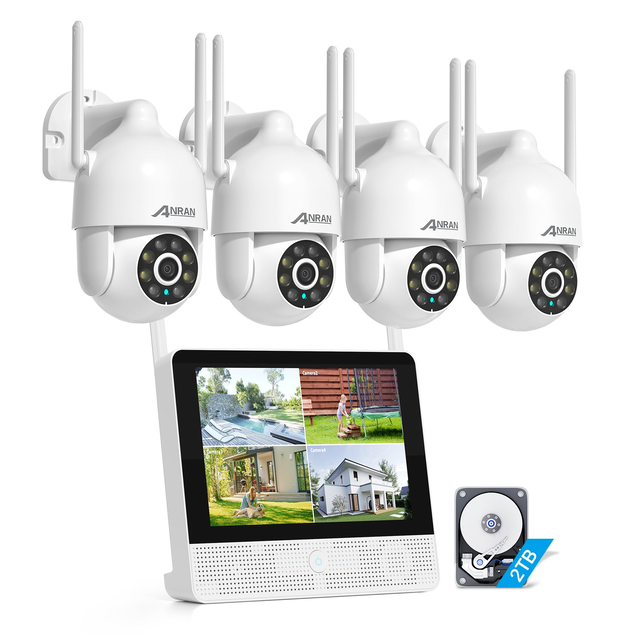 ANRAN 5MP Wifi PTZ Camera Kit with 10.5inch Monitor NVR 2TB HDD
