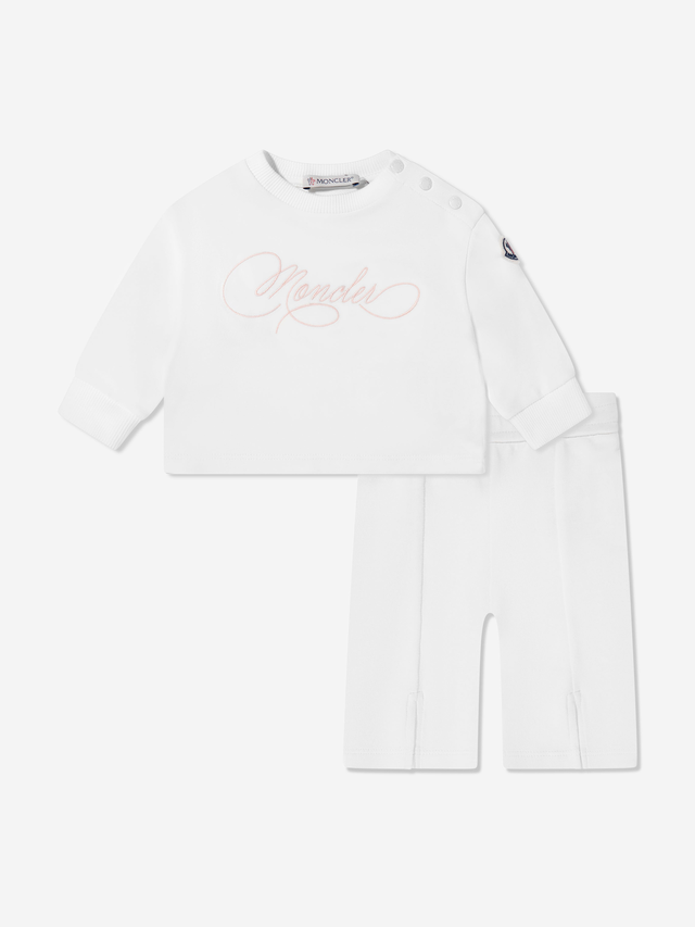 Moncler Enfant Baby Girls Logo Tracksuit in Ivory