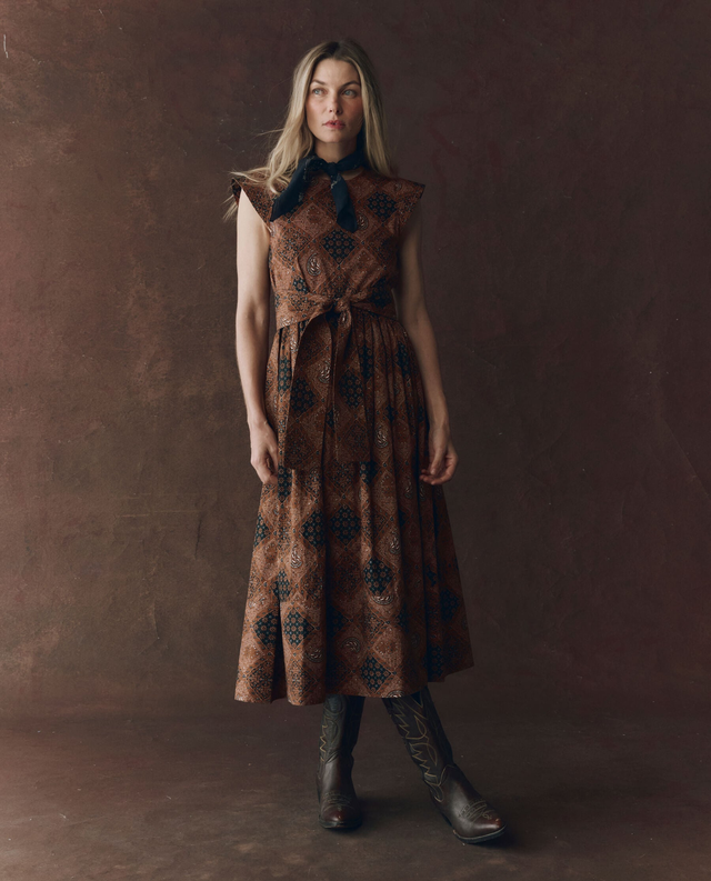The Tulsa Dress. -- Geo Bandana Print