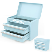 WORKPRO Mini Metal Tool Box with 2 Drawers and Top Storage - Gifts for Christmas