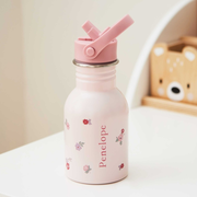 Personalized Pink Floral Water Bottle