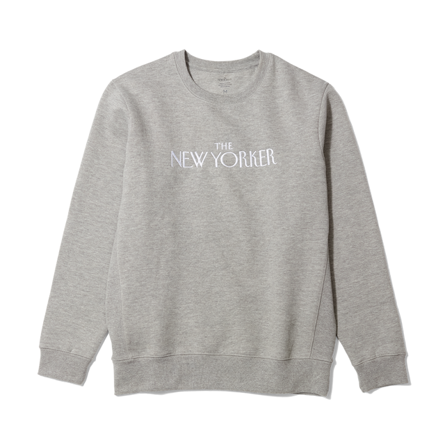 Rea Irvin’s Embroidered Crewneck Sweatshirt in Heather Gray