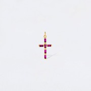 Burgundy Baguette Crystal Cross Charm Pendant