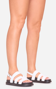 Annmarie Cut Out Slingback Strap Gladiator Sandal In White Faux Leather