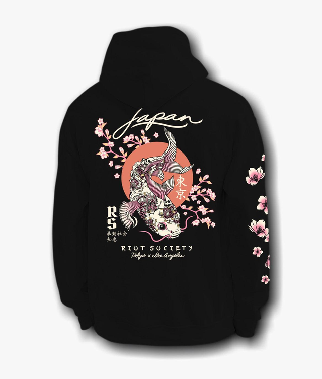 Japan Koi Tattoo Blossom Mens Hoodie