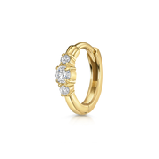 9k solid yellow gold dainty three stone 8mm huggie hoop earring