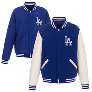 Men's Los Angeles Dodgers JH Design Royal Reversible Fleece Jacket with Faux Leather Sleeves