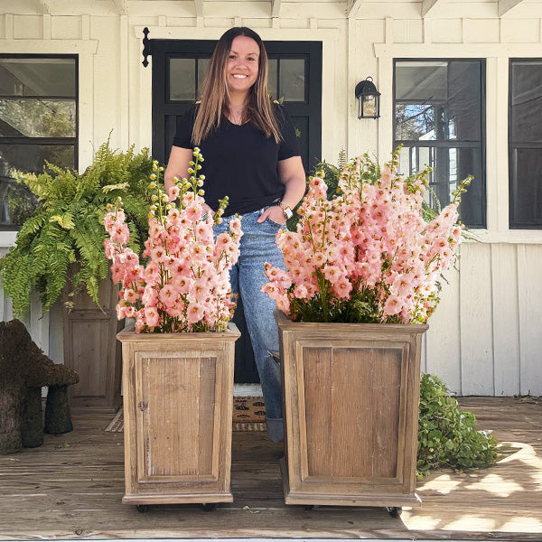 Rolling Reclaimed Wood Outdoor Planter Box, Set of Two