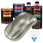 Bright Silver Metallic - Urethane Basecoat with Clearcoat Auto Paint (Complete Medium Quart Paint Kit) Professional Gloss Automotive Car Truck Coating