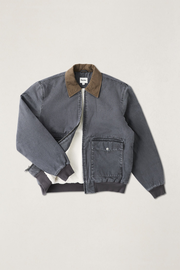 Washed Canvas Bomber Jacket Charcoal