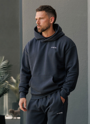 Gym King Established Relaxed Fit Hood - Pewter/White
