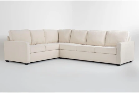 Mathers Cream Beige White Fabric 125" 2 Piece L-Shaped Sectional With Right Arm Facing Sofa | Left Facing | Modular