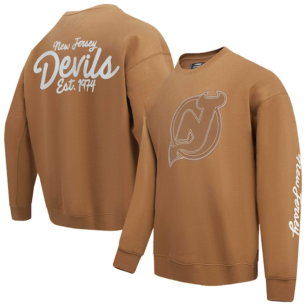 Men's New Jersey Devils  Pro Standard Brown Paint the City Pullover Sweatshirt