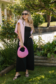 Anabelle Strapless Romper in Midnight Black