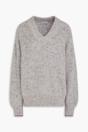 Mélange ribbed wool-blend sweater - gray - One Size