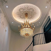 Stunning Oversized Luxury Golden Metal Candle Crystal Tassel Chandelier  For High-ceiling Staircase/Entryway/Living/Meeting Room