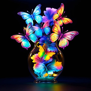 Glow-In-The-Dark Butterfly - Round Drill Diamond Painting - 30*30CM