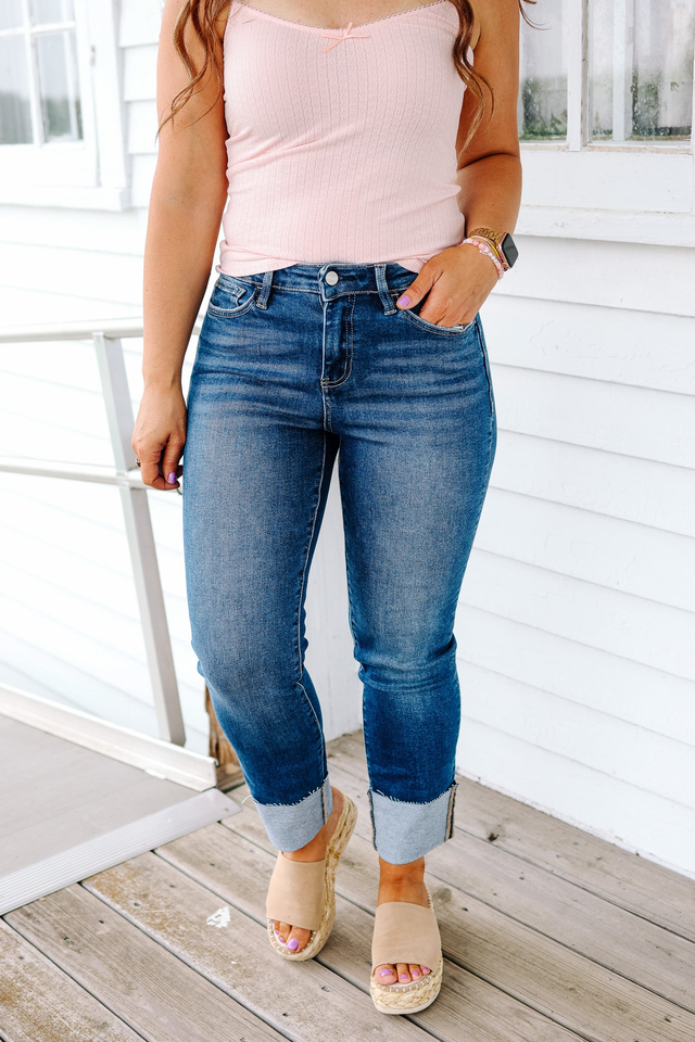LOVERVET: Sutton Cuffed Slim Straight Jeans