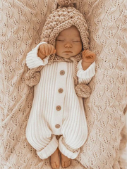 Little B's Chunky Rib Baby Jumpsuit - Milk