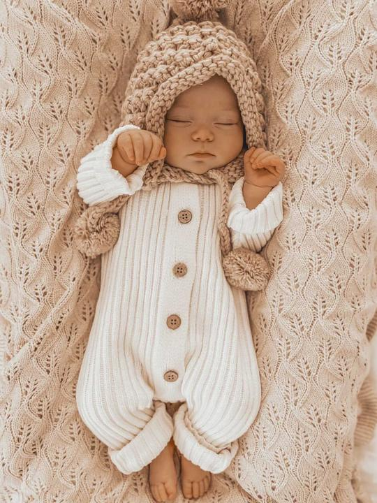 Little B's Chunky Rib Baby Jumpsuit - Milk