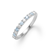 Rosecliff Diamond & Nantucket Blue Topaz Stackable Ring in 14k Gold (December)
