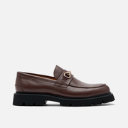 Blake Chocolate Pebble Leather Lug Bit Loafers