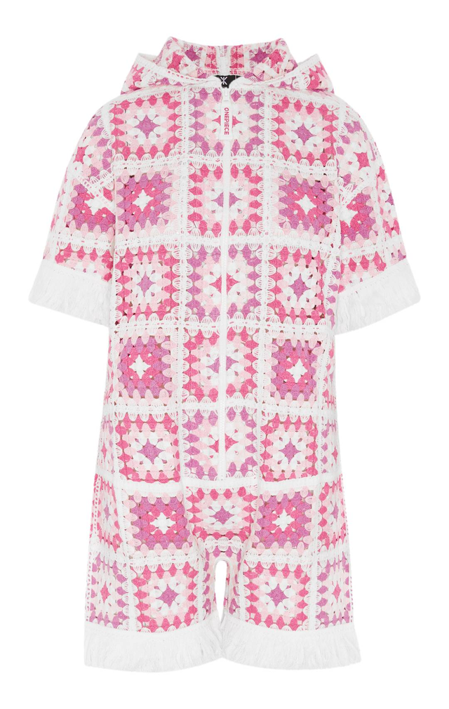 Crochet Short Jumpsuit Pink