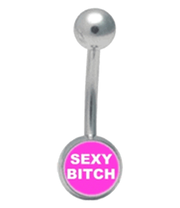 Sexy Bitch Pink Belly Ring (Body Jewelry)