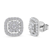 Moissanite Stud Earrings in Platinum Overlay Sterling Silver 1.40 Ct