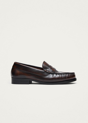 Rivet Brushed Coffee Brown Leather Loafers