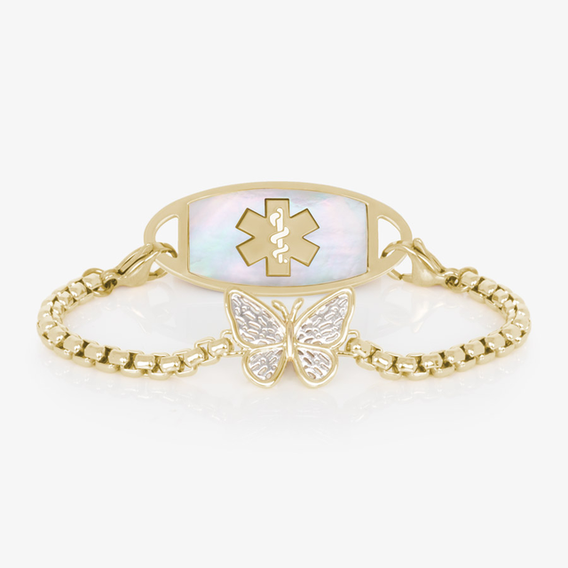 Monarch Medical ID Bracelet in Silver and 12k Gold Plate