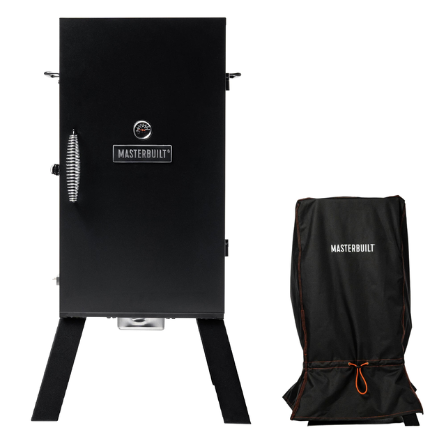 30-Inch Analog Electric Smoker with Legs and Cover Bundle