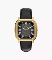 Crosby Three-Hand Black Leather Watch