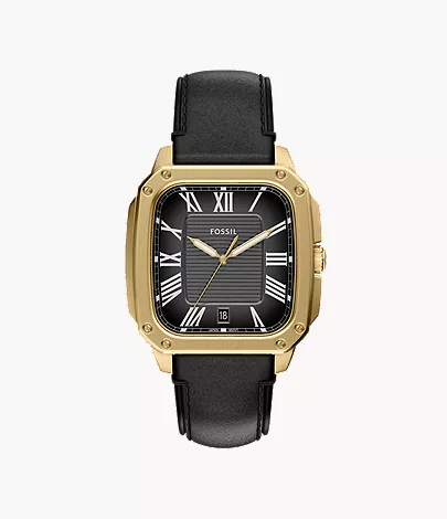 Crosby Three-Hand Black Leather Watch