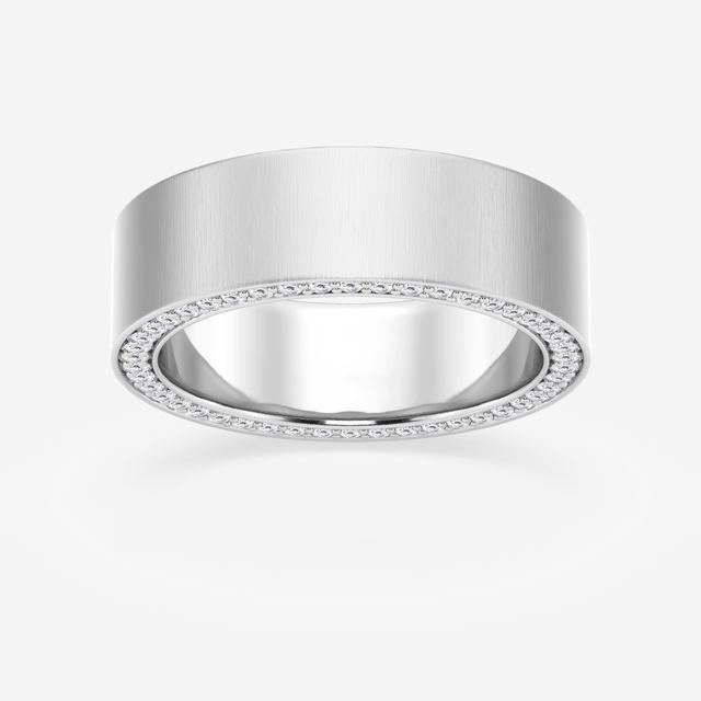 7/8 ctw Round Lab Grown Diamond 7mm Satin Finish Flat Eternity Band 14K White Gold, F, VS2