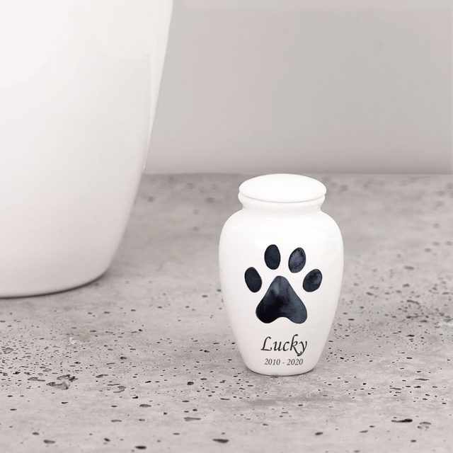 Paw Print Keepsake Ceramic Cremation Urn
