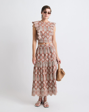 A-Line Midi Skirt with Boho Embroideries