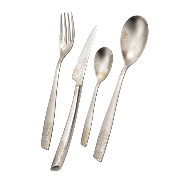 Set of 24 Pieces Devorè Sandblasted Silverware
