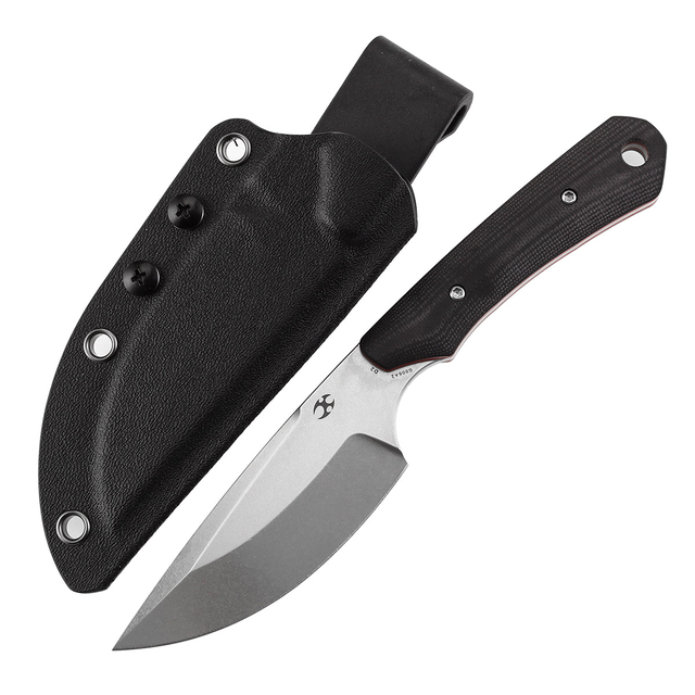 KANSEPT Flank Fixed Blade Black & Red G10 Handle (3.69'' Stonewashed D2 Blade) TuffKnives Designed- G006A2