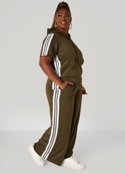 Wide Leg Striped Track Pants