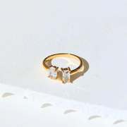 Asymmetrical Double Diamond Ring