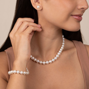 3-Piece Set of 8.5-9.0 mm White AA+ Freshwater Pearls