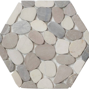 White Tan Gray Natural  Pebble Mosaics 9 7/8x11 7/8