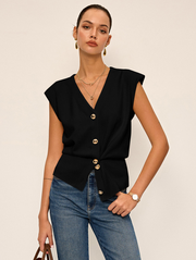 Asymmetric Two-Way Wear Knit Vest