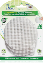 TubShroom Toss 26pk Disposable Drain Covers - Hair Catcher Mesh Sticker Strainers for Shower Bathtub and Bathroom Sink Drains