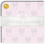 Ultimate Swaddle Blanket - Gray Fox, Pink with Gray Trim